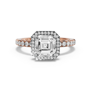 Image for Asscher Pave Halo Ring with French Pave band