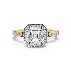 Image for Asscher Pave Halo Ring with French Pave band