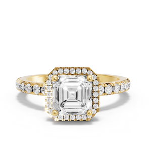 Image for Asscher Pave Halo Ring with French Pave band