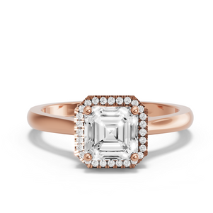 Image for Asscher Pave Halo Ring with Knife Edge Cathedral band