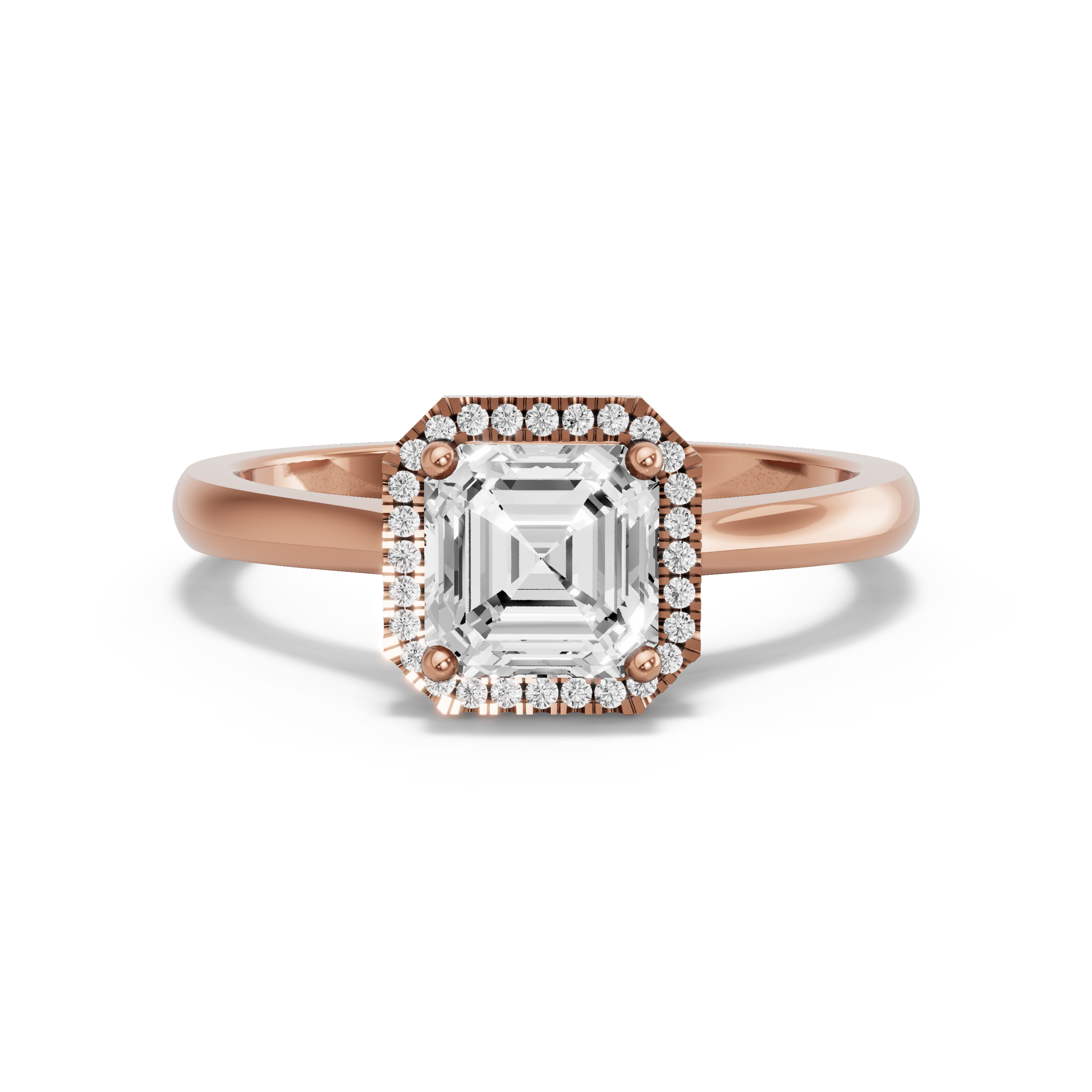 Image for Asscher Pave Halo Ring with Knife Edge Cathedral band in 18K Yellow Gold