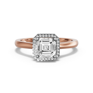 Image for Asscher Pave Halo Ring with Knife Edge Cathedral band