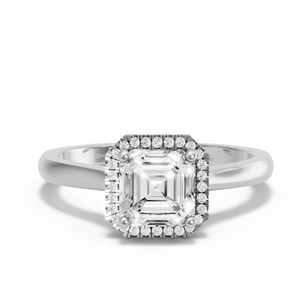 Image for Asscher Pave Halo Ring with Knife Edge Cathedral band