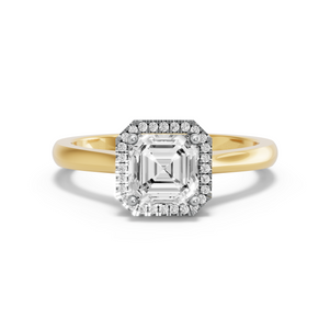 Image for Asscher Pave Halo Ring with Knife Edge Cathedral band