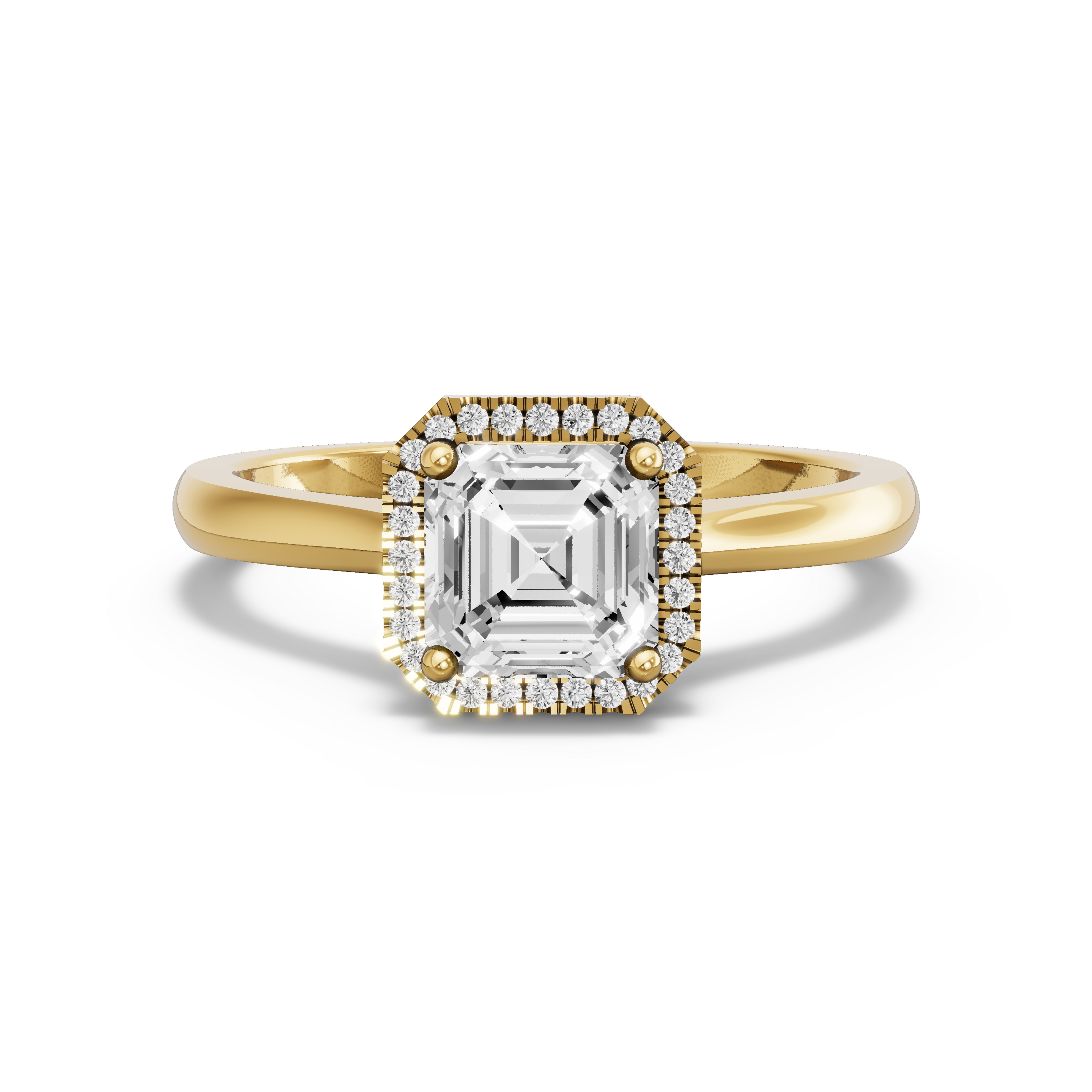Image for Asscher Pave Halo Ring with Knife Edge Cathedral band in 18K White Gold