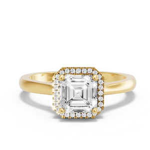Image for Asscher Pave Halo Ring with Knife Edge Cathedral band