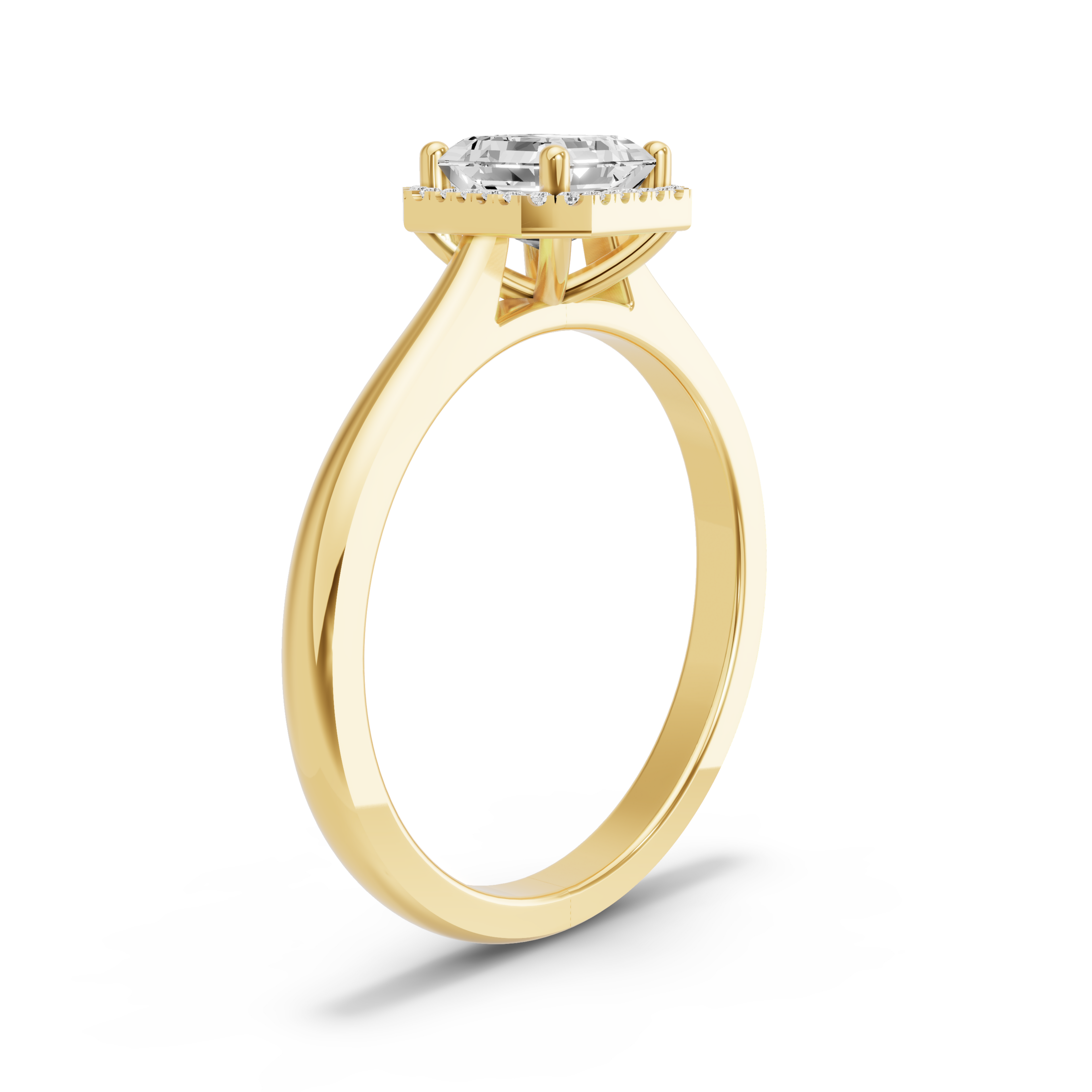 Image for Asscher Pave Halo Ring with Knife Edge Cathedral band in 18K White Gold