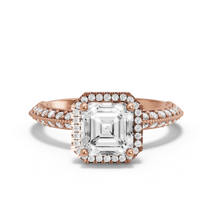 Image for Asscher Pave Halo Ring with Knife Edge Pave band