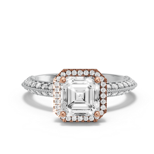 Image for Asscher Pave Halo Ring with Knife Edge Pave band