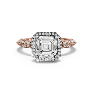 Image for Asscher Pave Halo Ring with Knife Edge Pave band