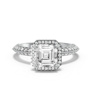 Image for Asscher Pave Halo Ring with Knife Edge Pave band