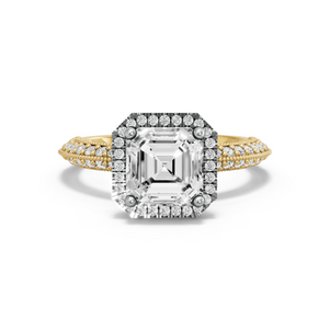 Image for Asscher Pave Halo Ring with Knife Edge Pave band