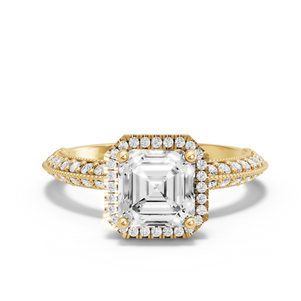 Image for Asscher Pave Halo Ring with Knife Edge Pave band