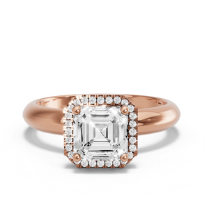 Image for Asscher Pave Halo Ring with Knife Edge Solitaire band