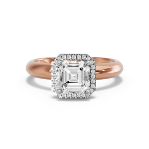 Image for Asscher Pave Halo Ring with Knife Edge Solitaire band