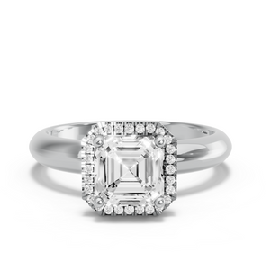 Image for Asscher Pave Halo Ring with Knife Edge Solitaire band