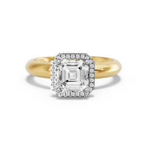 Image for Asscher Pave Halo Ring with Knife Edge Solitaire band