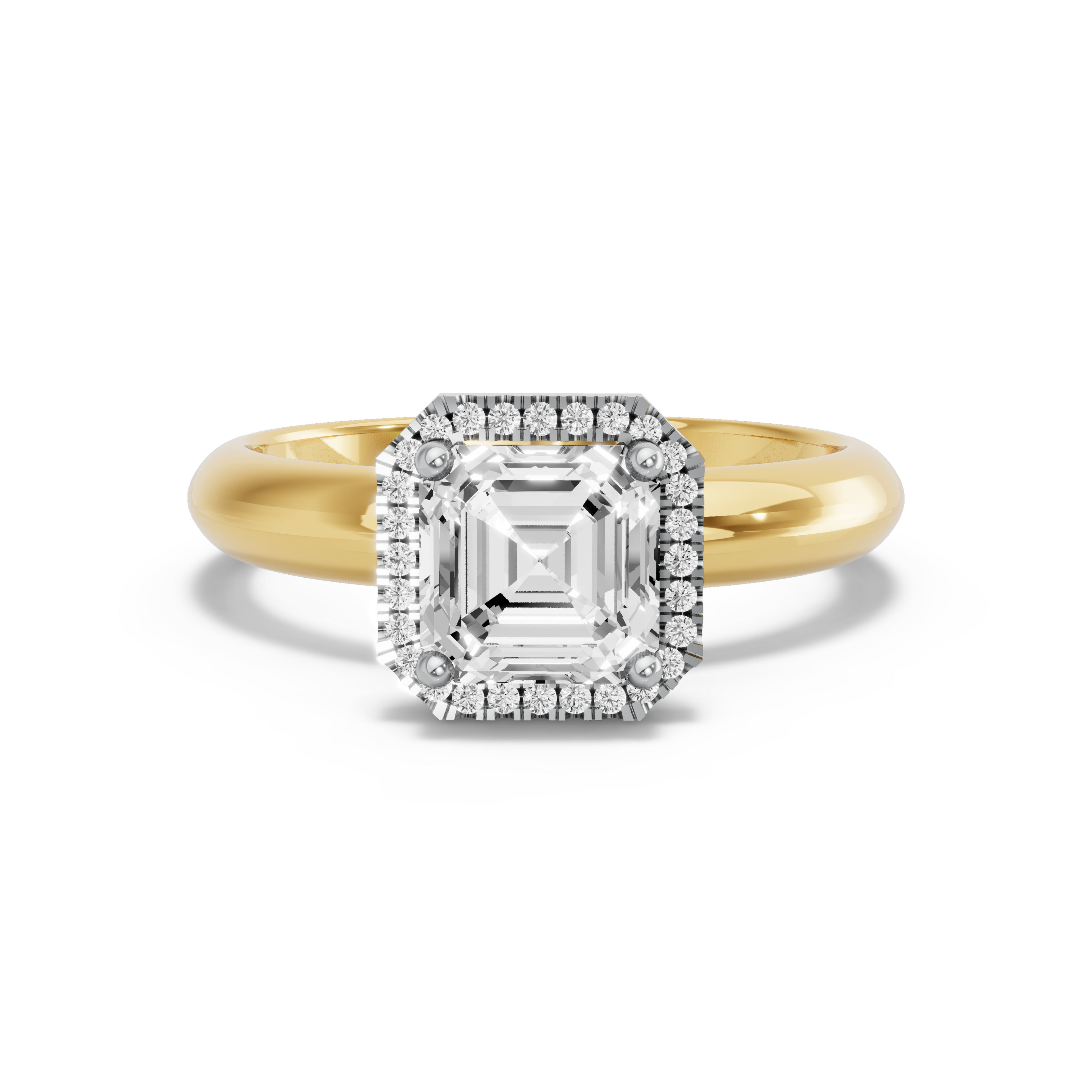 Image for Asscher Pave Halo Ring with Knife Edge Solitaire band in 14K Rose Gold