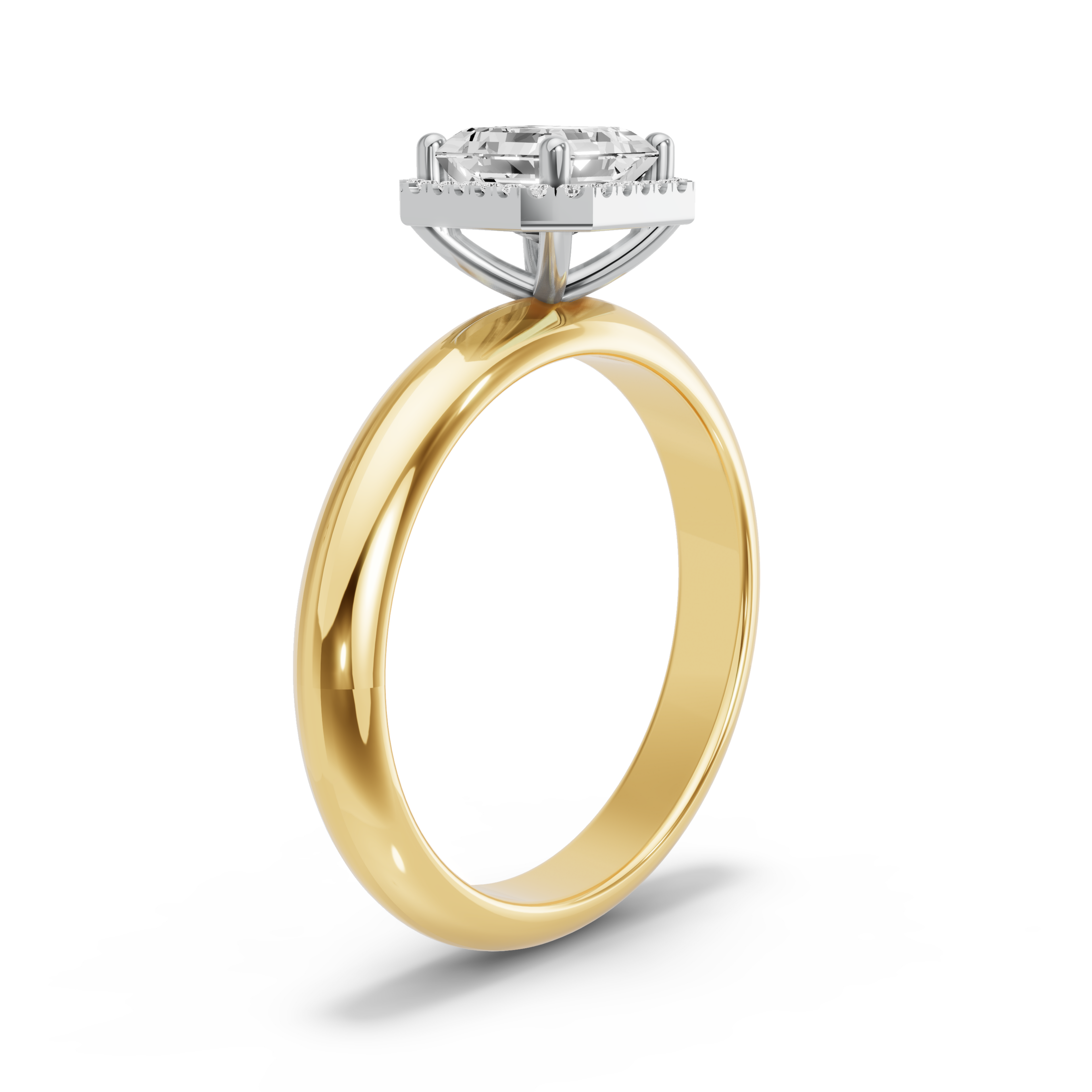 Image for Asscher Pave Halo Ring with Knife Edge Solitaire band in 18K Rose Gold
