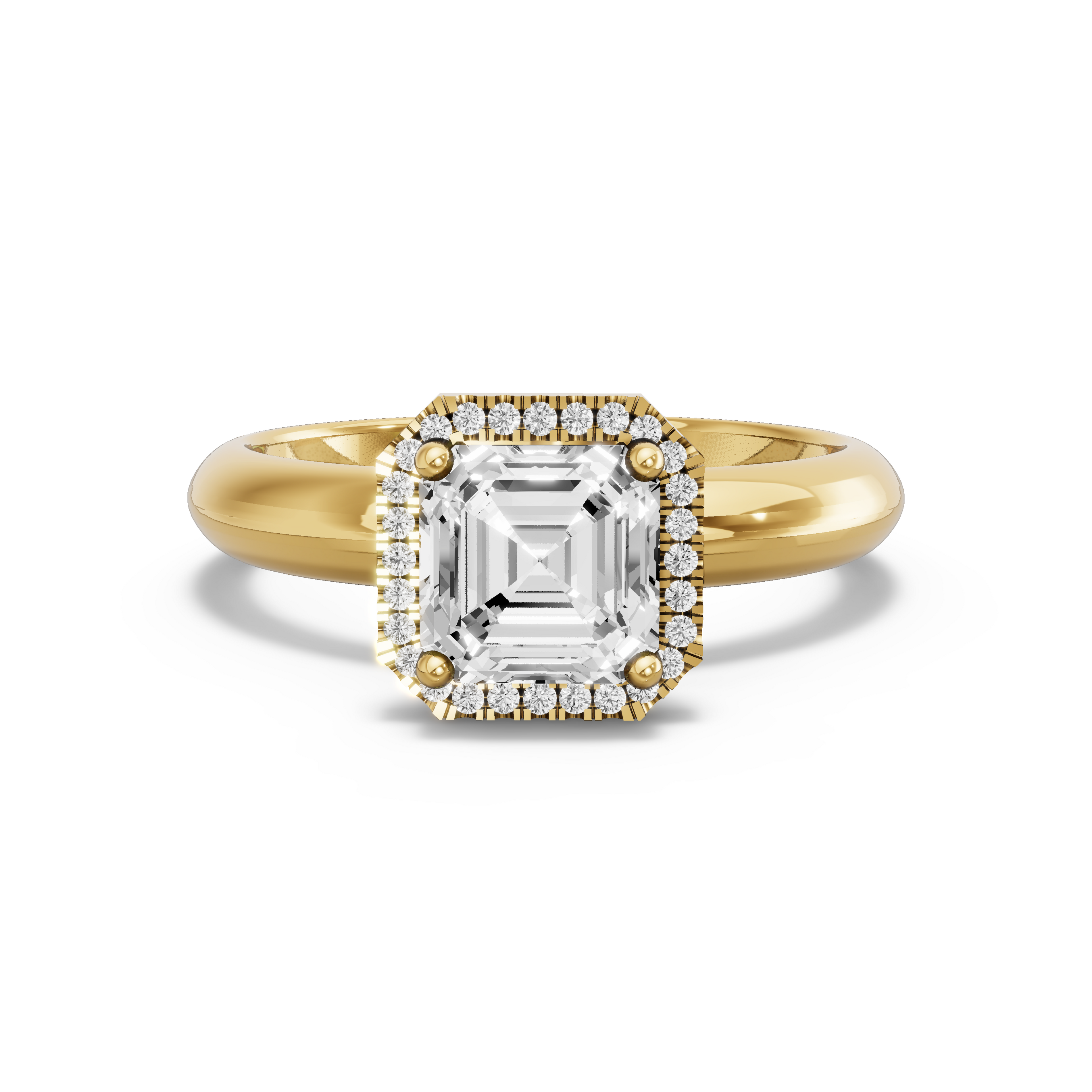 Image for Asscher Pave Halo Ring with Knife Edge Solitaire band in 18K White Gold