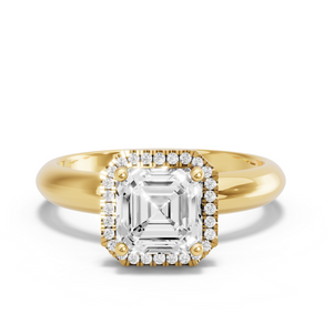 Image for Asscher Pave Halo Ring with Knife Edge Solitaire band