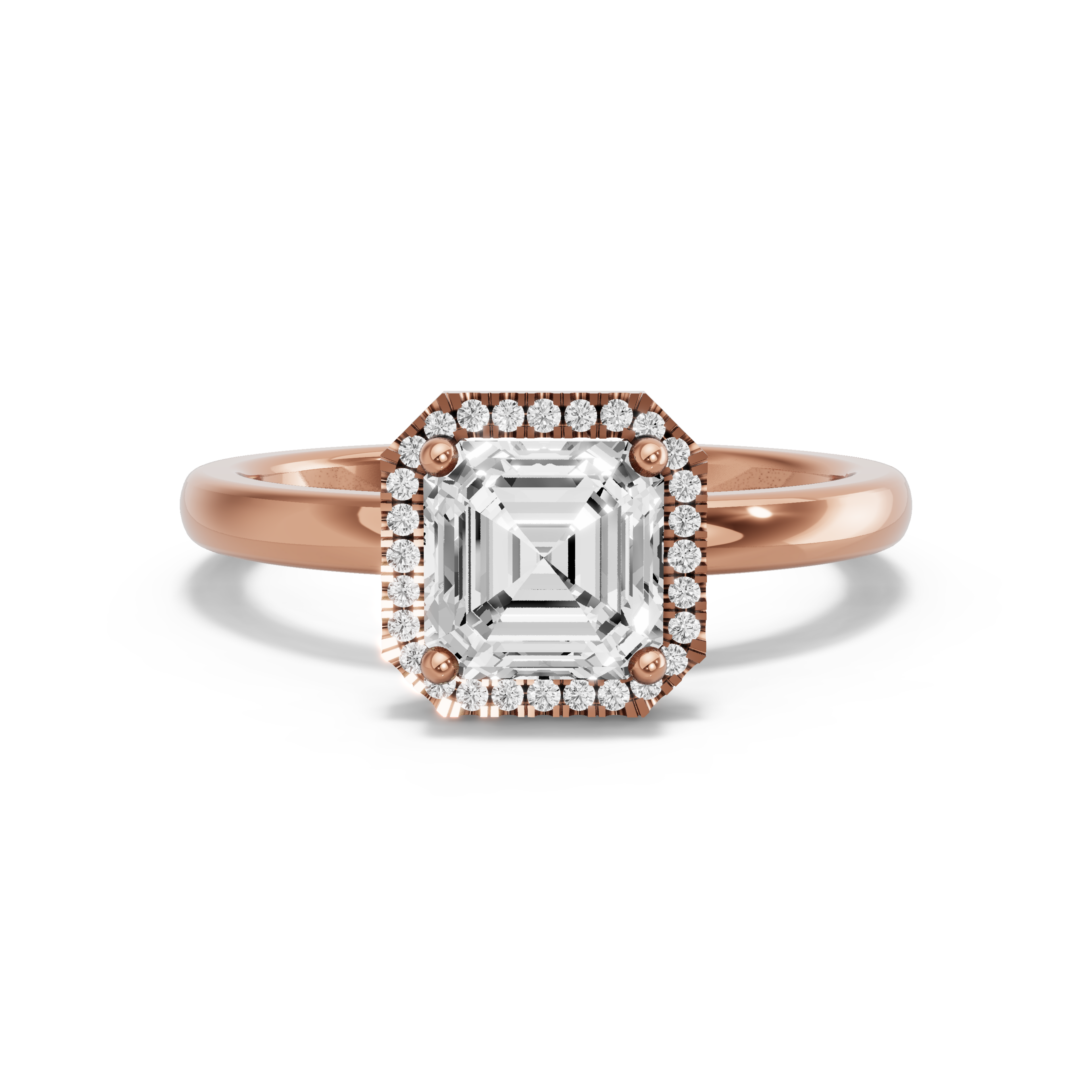 Image for Asscher Pave Halo Ring with Solitaire band in 10K Yellow Gold