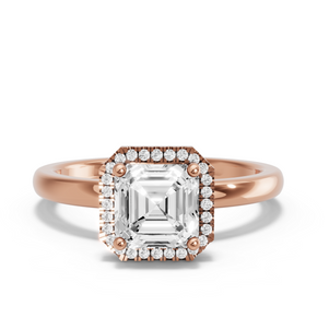 Image for Asscher Pave Halo Ring with Solitaire band