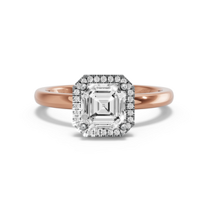 Image for Asscher Pave Halo Ring with Solitaire band