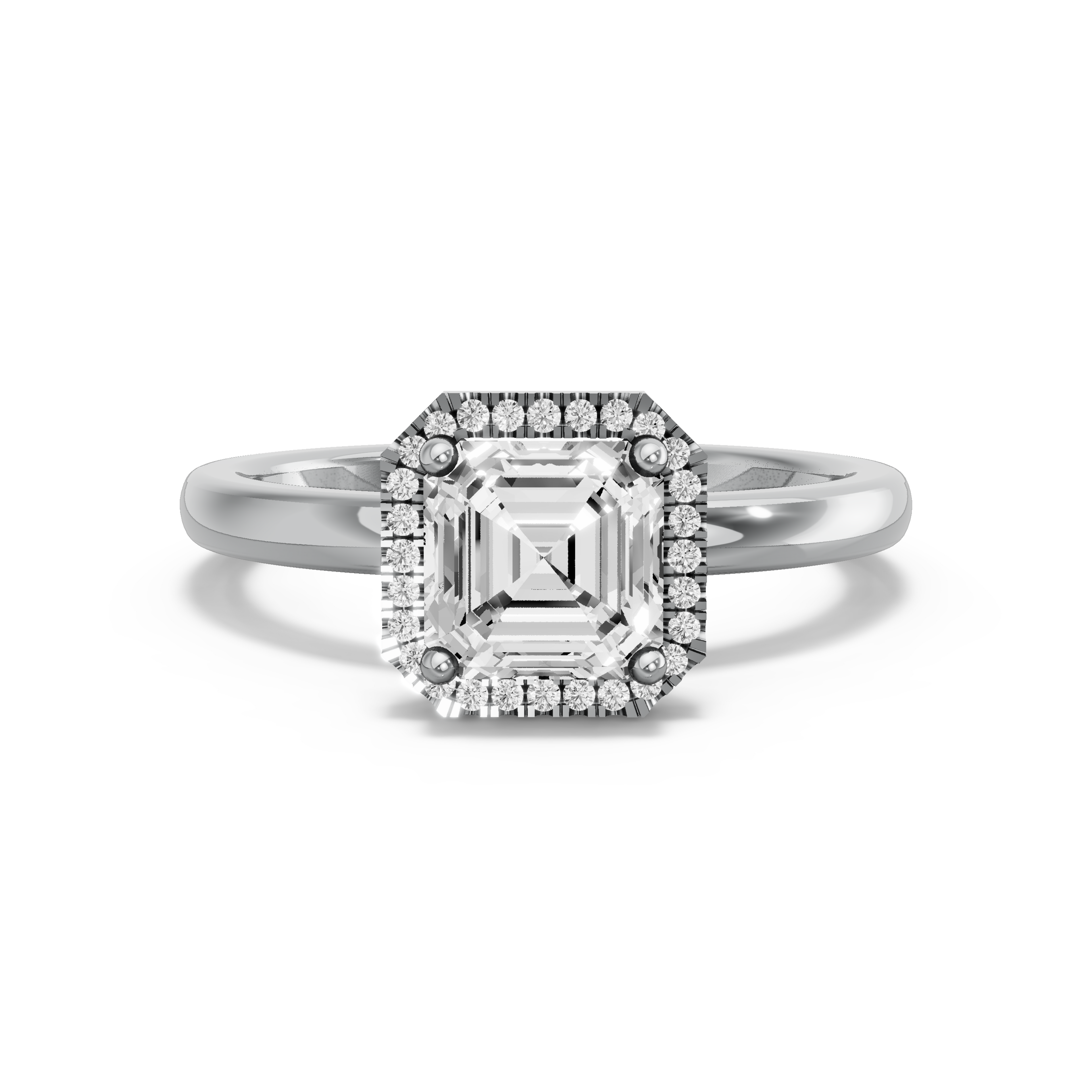 Image for Asscher Pave Halo Ring with Solitaire band in 10K Two Tone Rose Gold
