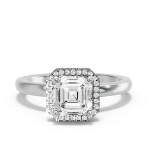 Image for Asscher Pave Halo Ring with Solitaire band