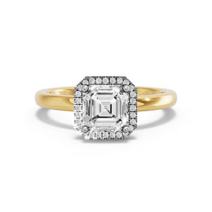 Image for Asscher Pave Halo Ring with Solitaire band
