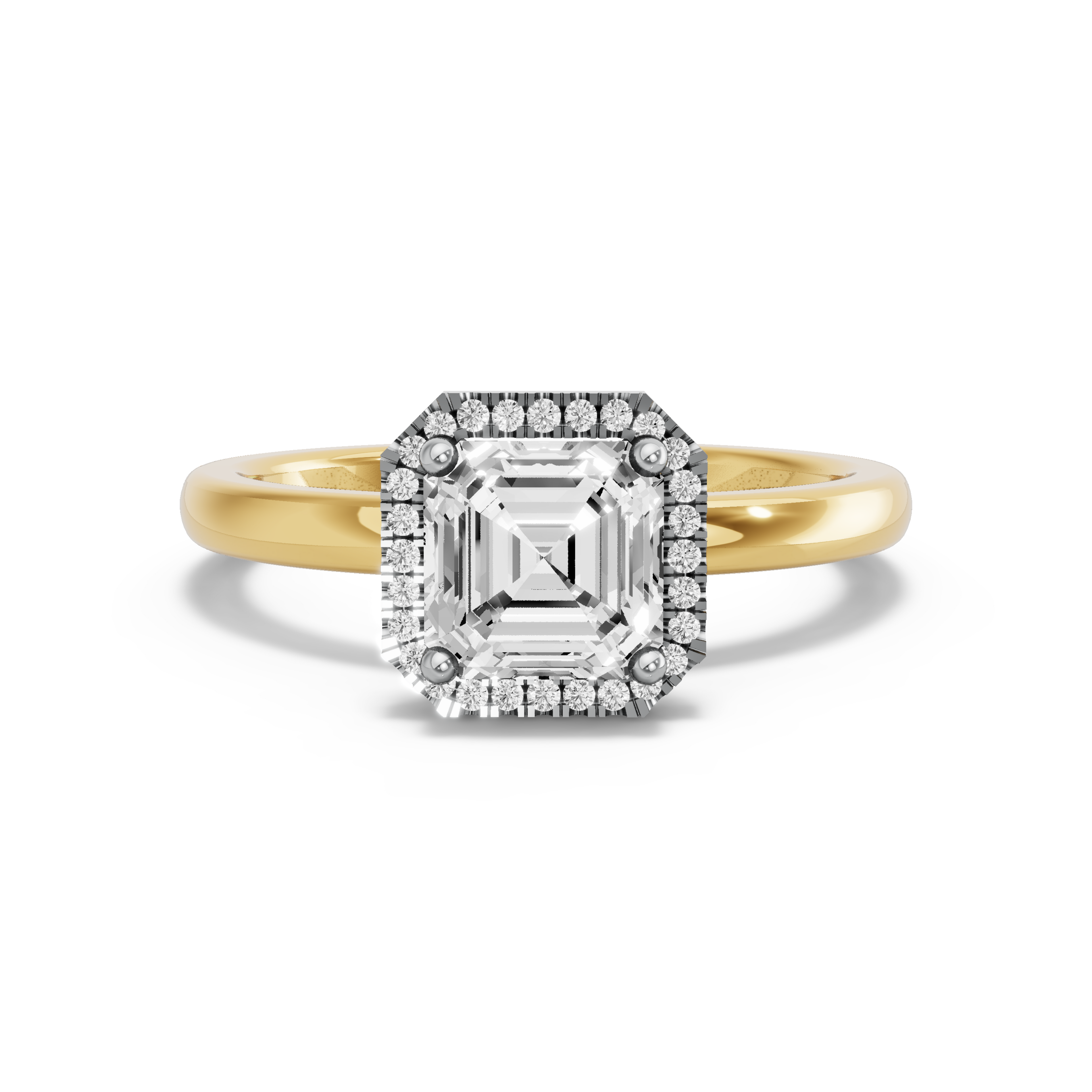 Image for Asscher Pave Halo Ring with Solitaire band in 14K Rose Gold