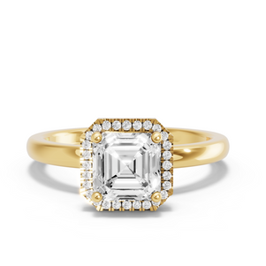Image for Asscher Pave Halo Ring with Solitaire band