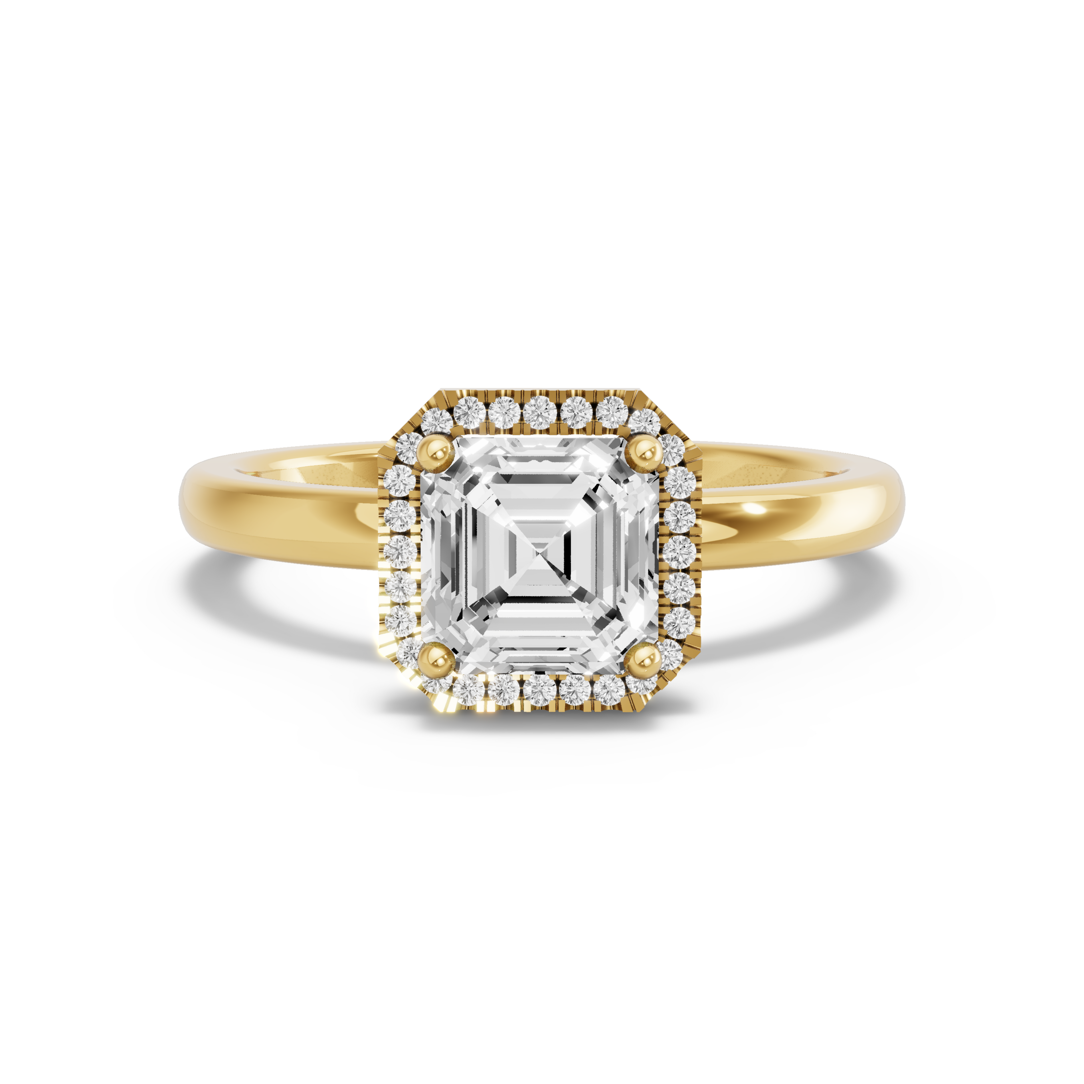 Image for Asscher Pave Halo Ring with Solitaire band in 14K White Gold