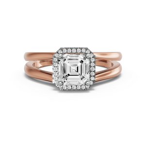 Image for Asscher Pave Halo Ring with Split Ring Solitaire band