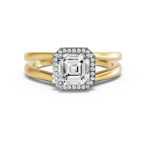 Image for Asscher Pave Halo Ring with Split Ring Solitaire band