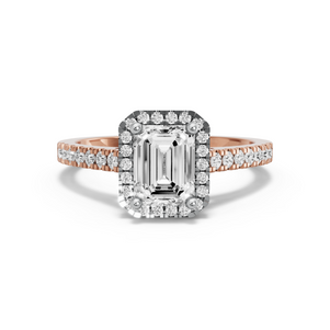 Image for Emerald Pave Halo Ring with Cathedral Pave band