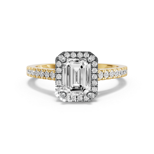 Image for Emerald Pave Halo Ring with Cathedral Pave band
