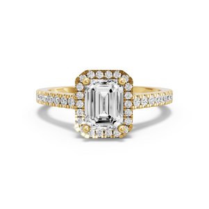 Image for Emerald Pave Halo Ring with Cathedral Pave band