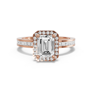 Image for Emerald Pave Halo Ring with Channel band