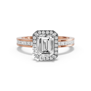 Image for Emerald Pave Halo Ring with Channel band