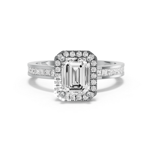 Image for Emerald Pave Halo Ring with Channel band