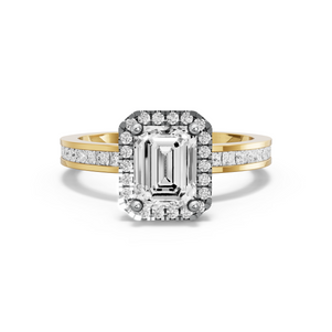 Image for Emerald Pave Halo Ring with Channel band
