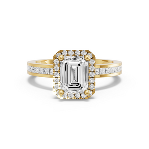Image for Emerald Pave Halo Ring with Channel band