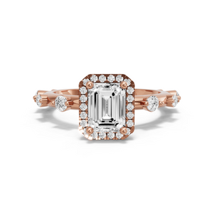 Image for Emerald Pave Halo Ring with Floating Station band
