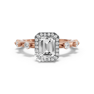 Image for Emerald Pave Halo Ring with Floating Station band