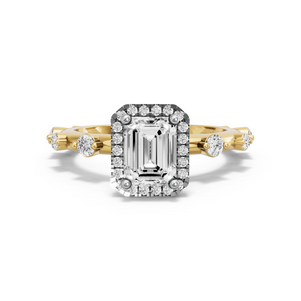 Image for Emerald Pave Halo Ring with Floating Station band