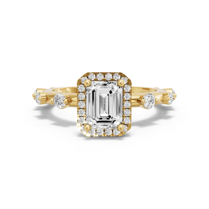 Image for Emerald Pave Halo Ring with Floating Station band