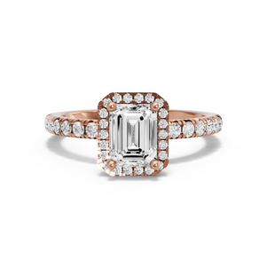 Image for Emerald Pave Halo Ring with French Pave band