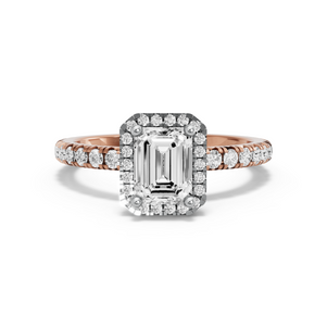Image for Emerald Pave Halo Ring with French Pave band